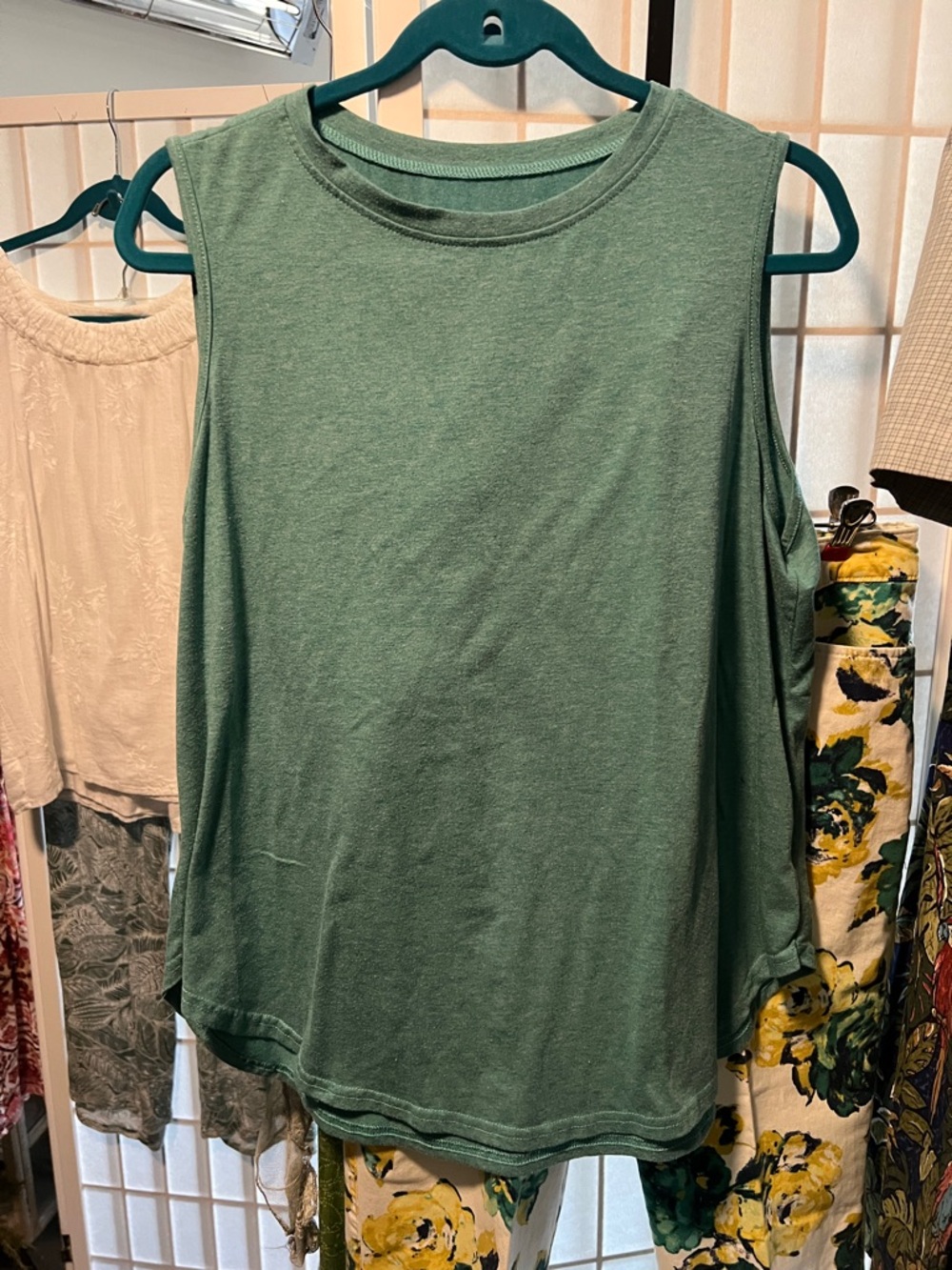 Mustard Yellow Button-Up Shirt, Green Tee & flower print pants bundle - Picture 5 of 7